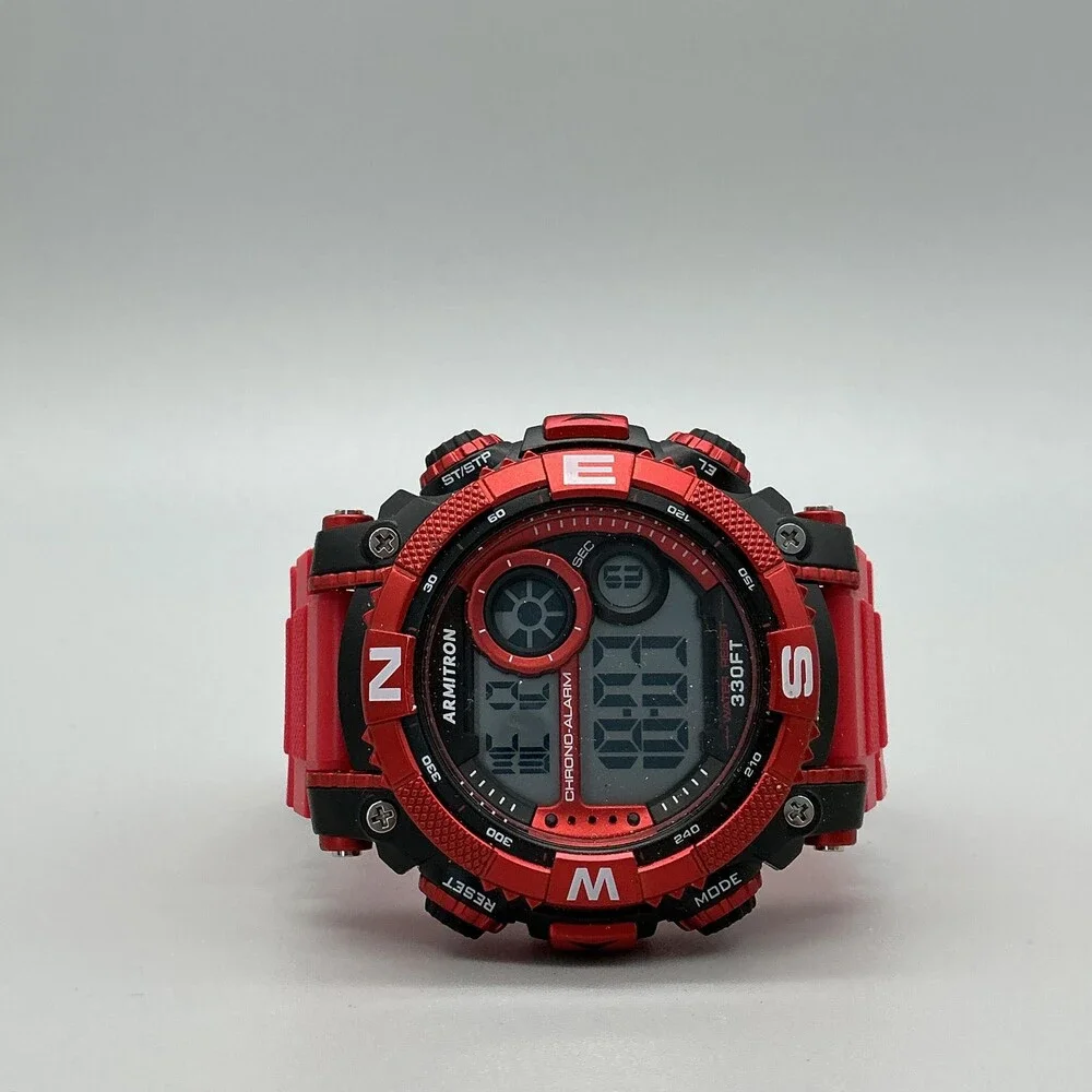 Armitron Pro Sport 40/8284 Mens Watch 53mm Camo Digital Red Resin Alarm 100m